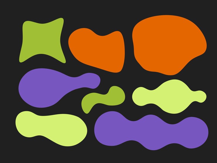 PSD colourful abstract shapes fluid hand drawn organic shapes vector shape seamless element