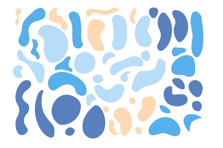 PSD colourful abstract shapes fluid hand drawn organic shapes vector shape seamless element