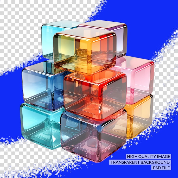 PSD colourful blocks 3d png clipart transparent isolated background