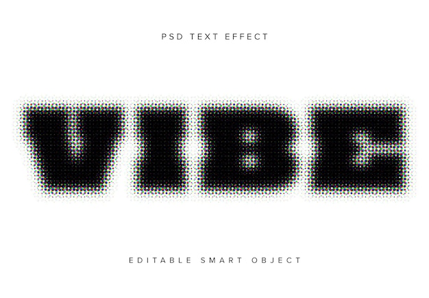 PSD colourful halftone text effect mockup