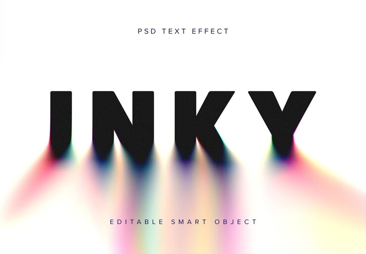 PSD colourful ink bleed text effect mockup