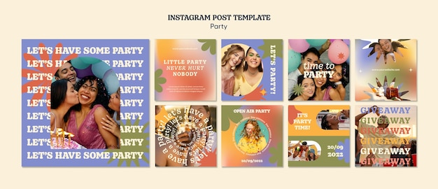 Colourful party instagram post template design