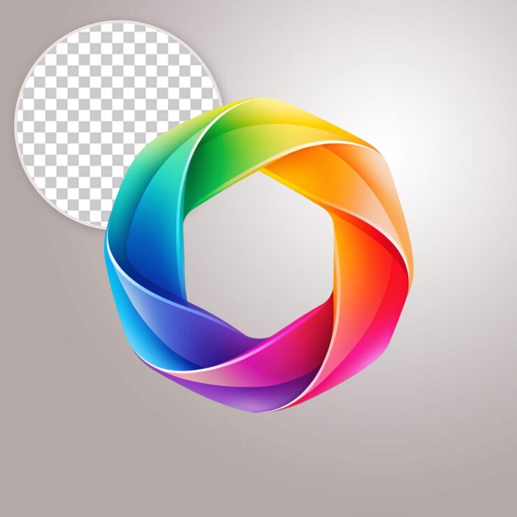 PSD colourful ring logo design on transparent background