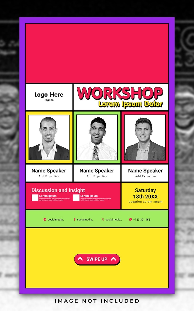 PSD colourfull workshop instagram story and social media banner template