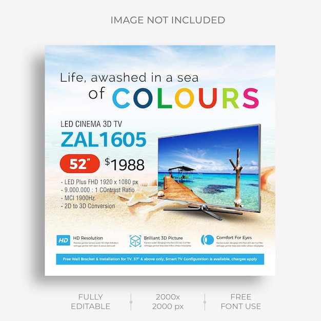 PSD colours social media post template