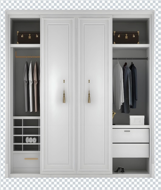 column white wardrobe mockup isolated. Transparent.