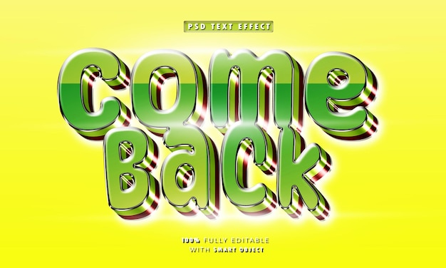 PSD come back 3d editable text effect