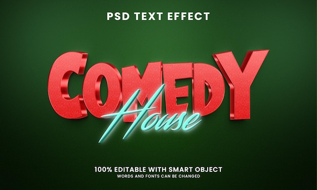 PSD comedy house 3d style text effect template