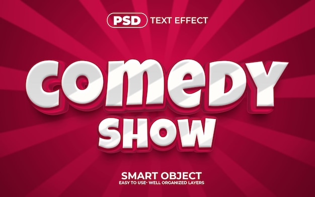 Comedy show 3d premium bewerkbare teksteffectstijl met achtergrond