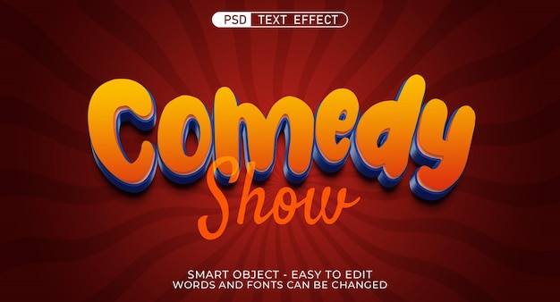 PSD comedy show editable text effect 3d style