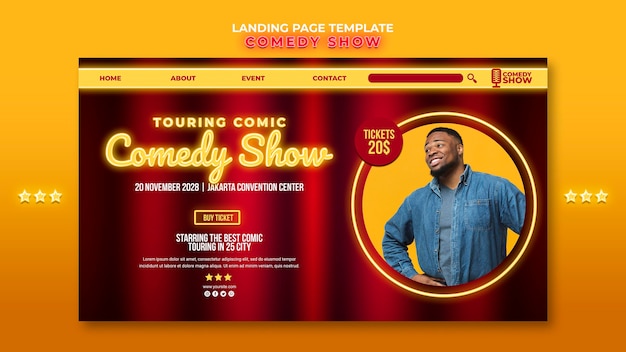 PSD comedy show template landing page