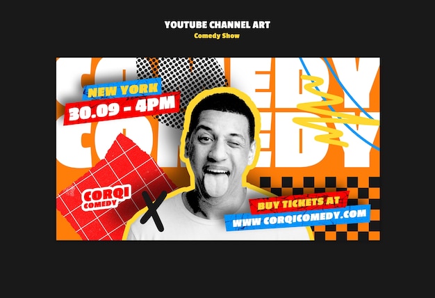 comedy show youtube channel art template design