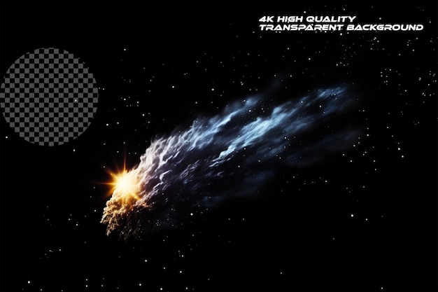 PSD 혜성 우주 별과 구름 16k 투명한 배경