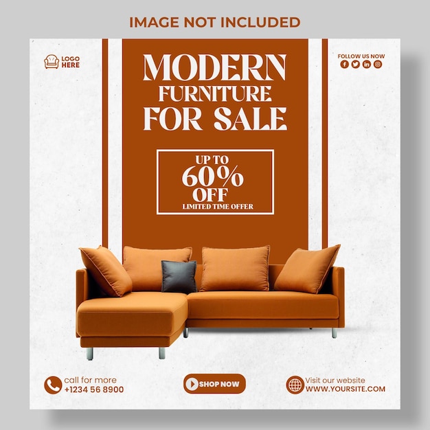 PSD comfortable discount king sofa social media and instagram post design