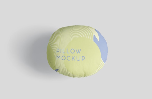 Comfortable round cushion with cozy fabric mockup