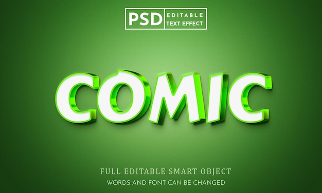 PSD comic 3d editable text effect premium psd