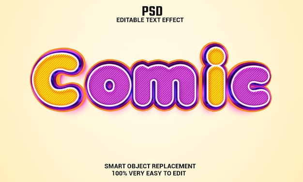 PSD effetto di testo modificabile comico 3d con sfondo psd premium