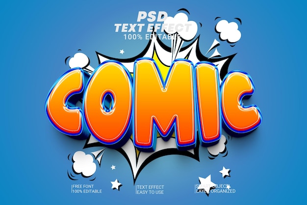 PSD comic 3d text style psd editable file