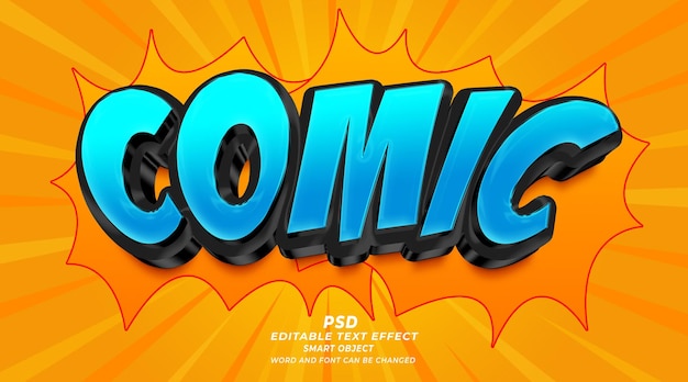 PSD comic art 3d editable text effect photoshop template