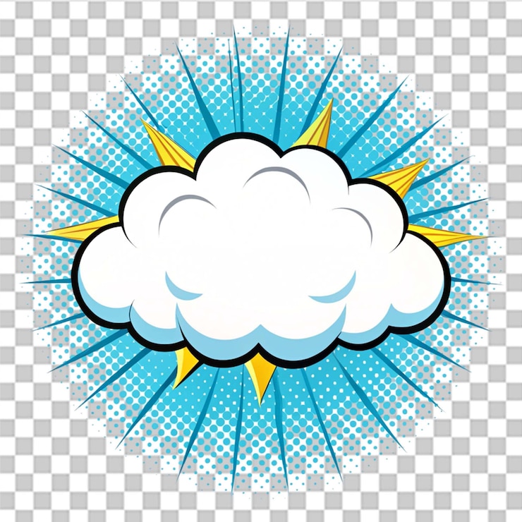 PSD comic book cloud isolated on transparent background