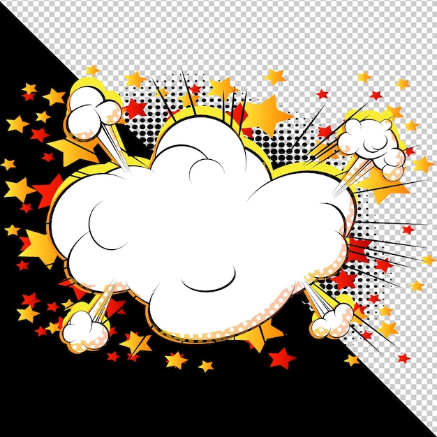 Comic book explosion with stars and cloud
