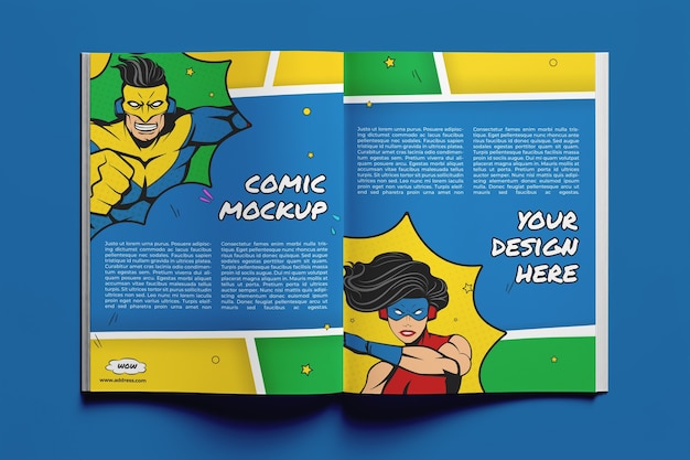 PSD comic book mockup design