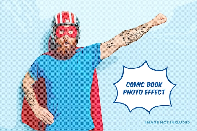 Comic book photo engraving effect template