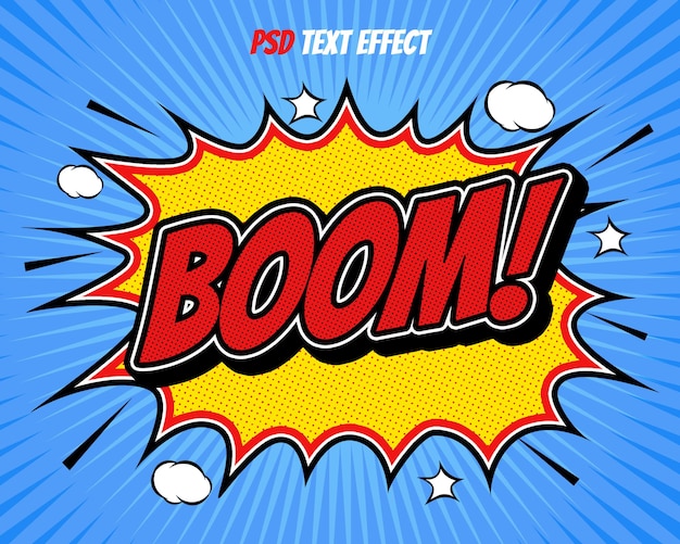 PSD a comic book with the word boom on it