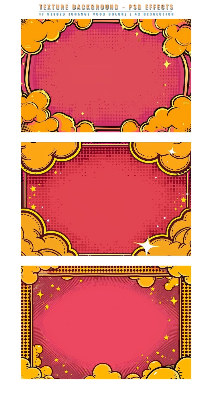 PSD comic cartoon frame on transparent background