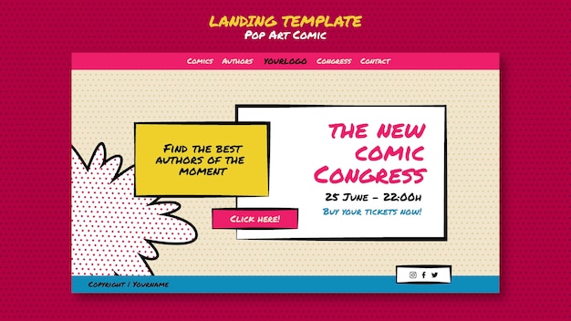 PSD comic congress landing page template