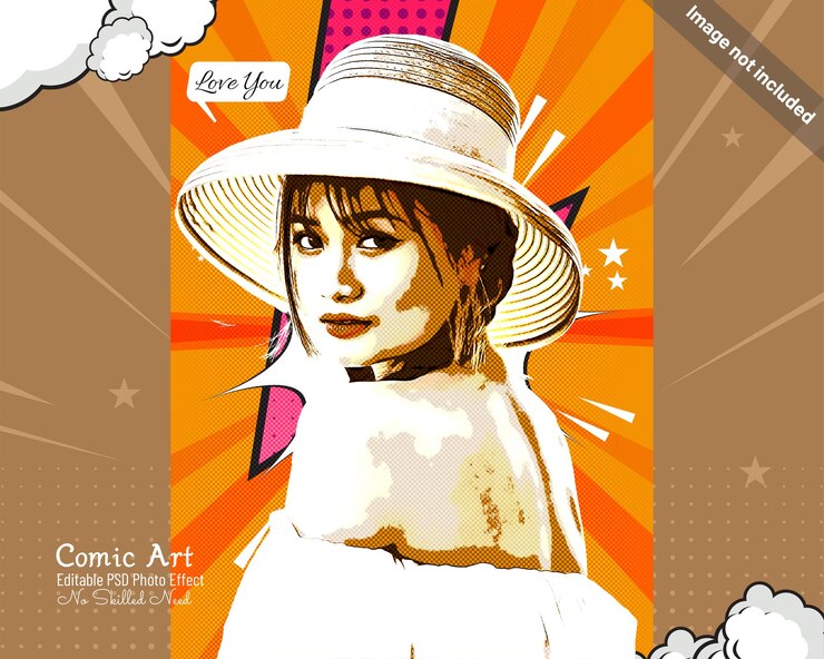PSD comic photo effect template
