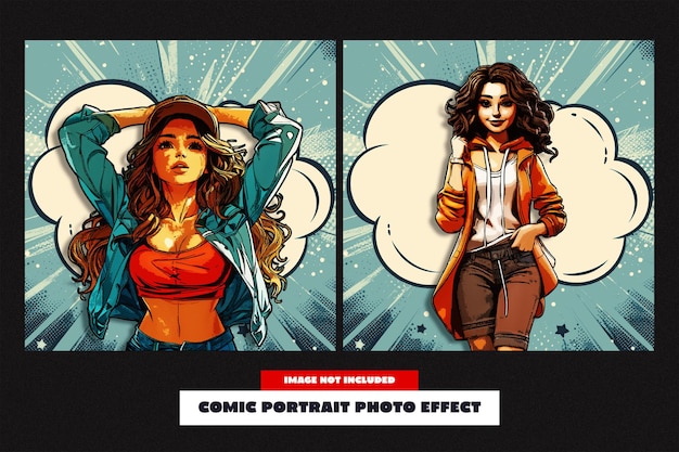 comic portrait photo effect for square