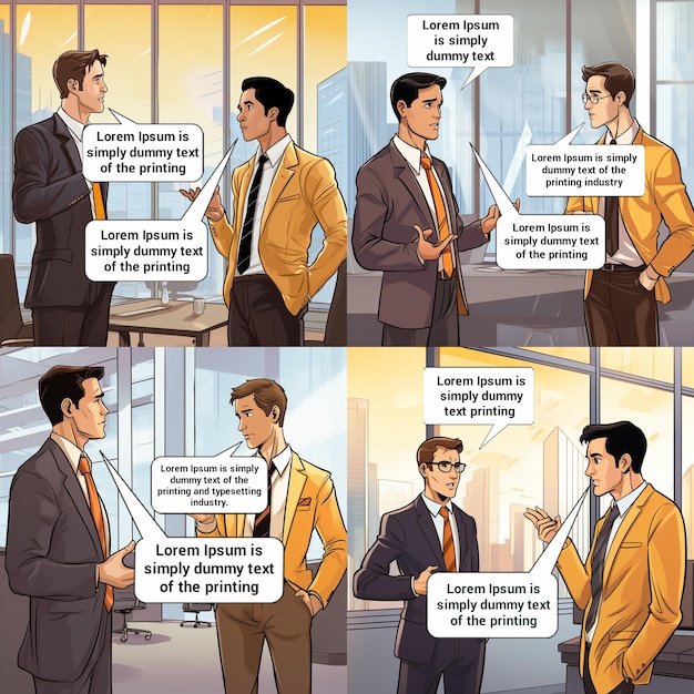 PSD comic script carattere illustrazione di corporate business collaboratori concetto di comunicazione file psd