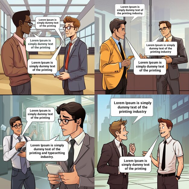 PSD comic script carattere illustrazione di corporate business collaboratori concetto di comunicazione file psd