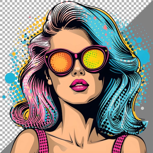 PSD comic style pop art sticker style on transparent background ai generated