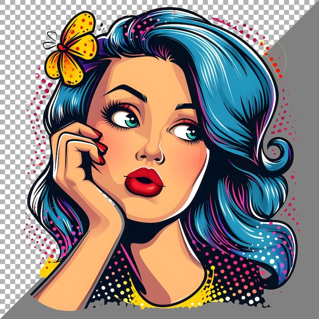 PSD comic style pop art sticker style on transparent background ai generated