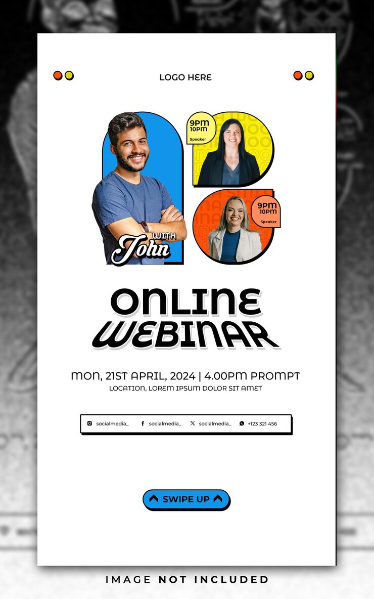 PSD comic style webinar social media post template