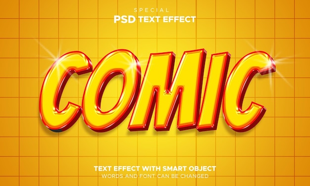 PSD 黄色のコミック テキスト効果スタイル漫画スマート オブジェクト