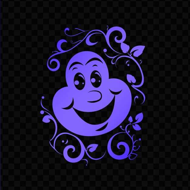 Comical ivy smiley face logo with decorative expression and psd vector craetive simple design art