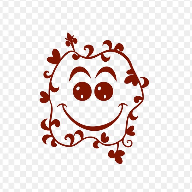 Comical ivy smiley face logo with decorative expression and psd vector craetive simple design art