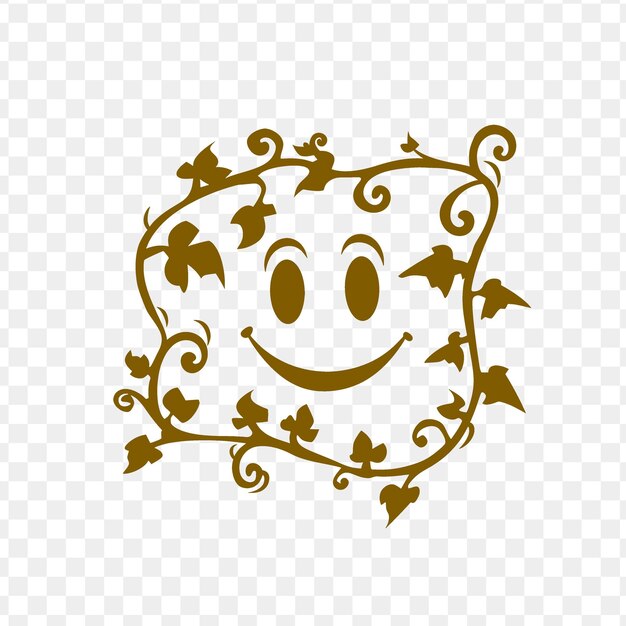 Comical ivy smiley face logo with decorative expression and psd vector craetive simple design art