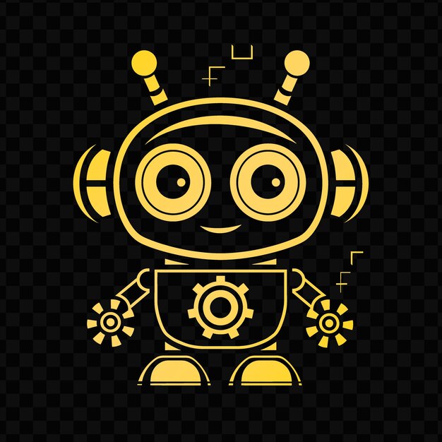 PSD comical robot mascot logo with gears and antennae designed w psd vector tshirt tattoo ink art