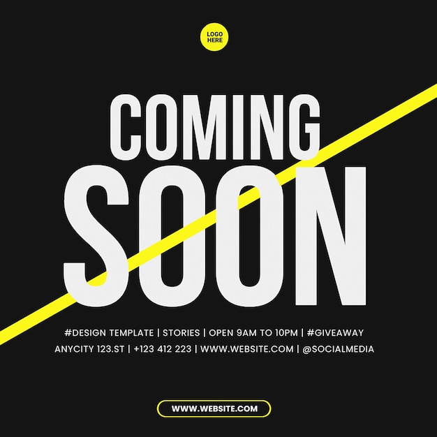 Coming soon instagram post square template psd design social media banner typography