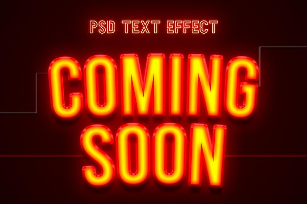 PSD 近日公開予定のネオン編集可能なテキスト効果
