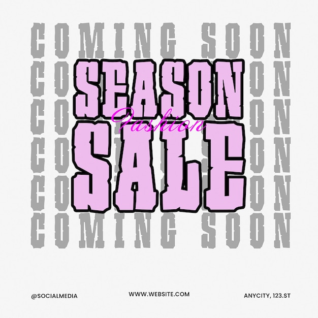 PSD coming soon season sale fashion instagram post template psd design social media banner typography