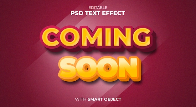 PSD coming soon text effect editable with smart object