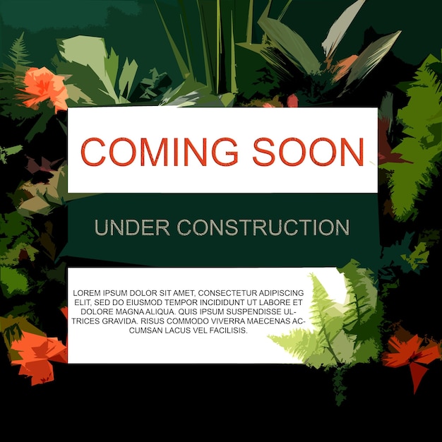 Coming soon website template with an abstract jungle design