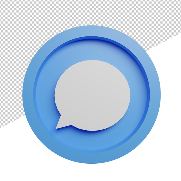 Comment chat buble speech 3d rendering illustration icon front view transparent background