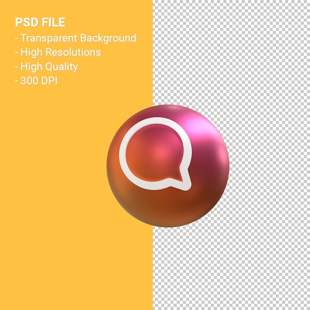 Comment icon for instagram 3d balloon symbol rendering isolated