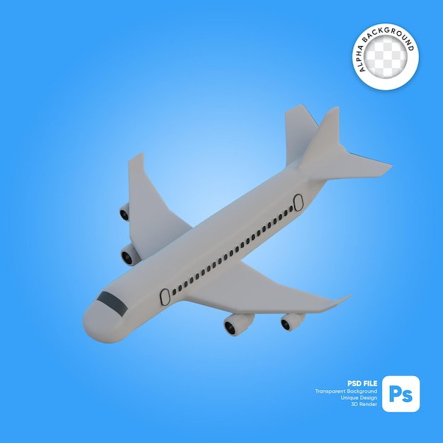 PSD commercial airplane 3d object isometric